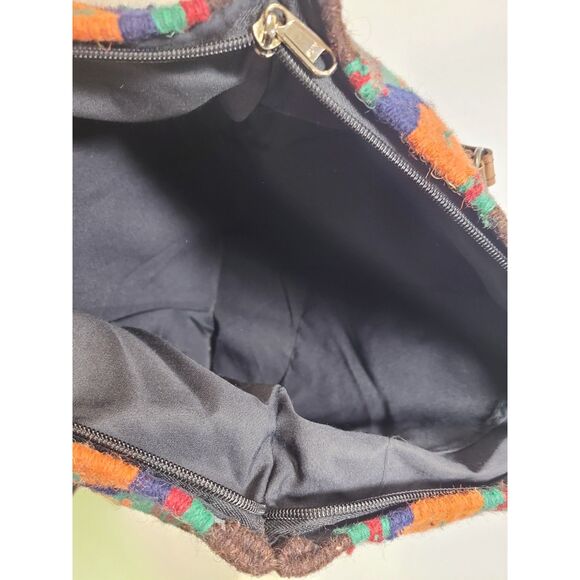 Castano Mole Southwestern 100% Wool Tote Bag, Aztec Tribal Print, Leather - Picture 7 of 8